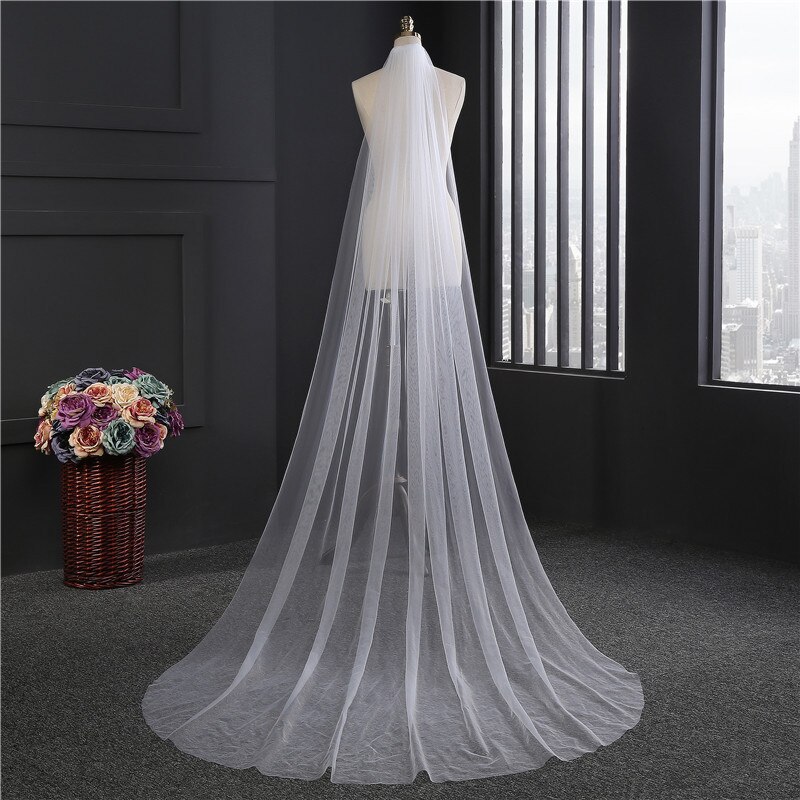 WAJY Neue Einfache Tüll Hochzeit Schleier 200cm Single Schicht Kapelle Länge Braut Schleier