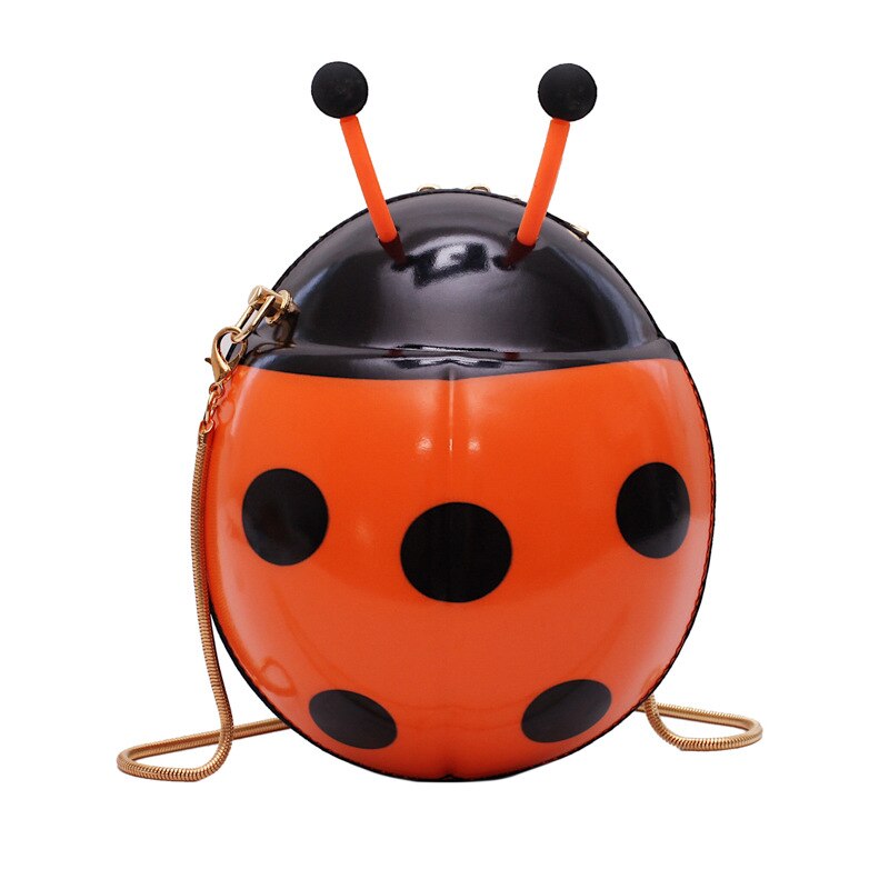 Cute Ladybird Shape Bagpack Girl Mini Handbag Animal Ladybug Schoolbag for Female Waterproof Crossbody Purse: Orange