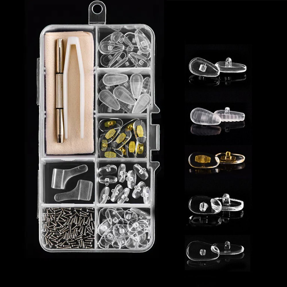 Kit de réparation de lunettes en Silicone, plaquettes nasales antidérapantes remplaçables, Kit de réparation universel et Durable, outils de réparation de lunettes, accessoires de réparation
