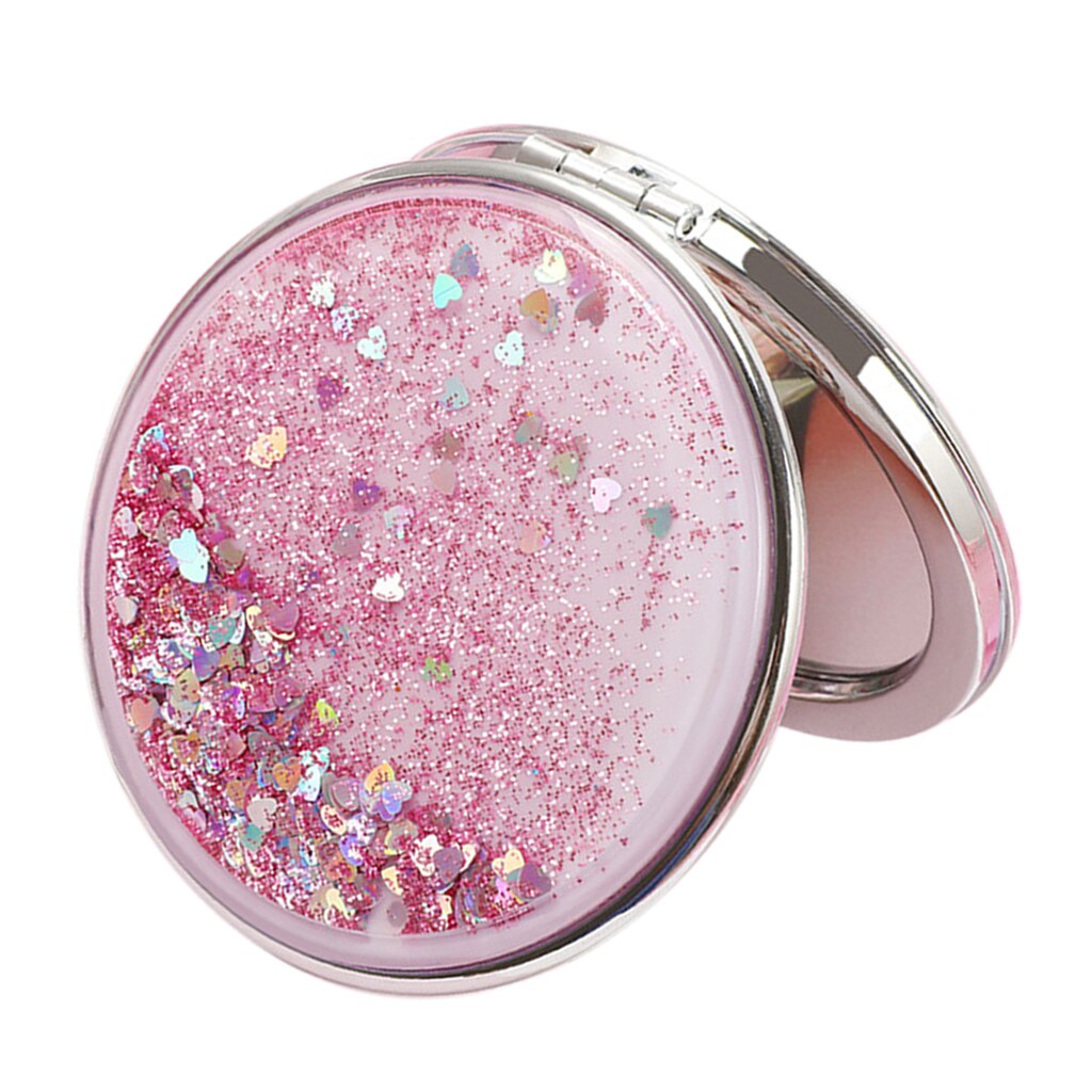 Compact Mirror Travel Pocket Makeup Mirror for Women, Purse Szie, Cosmetic: Pink-round