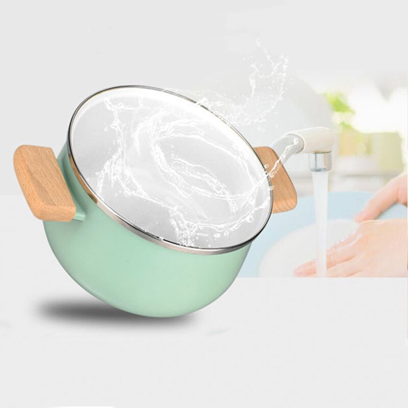 Porcelain Enameled Milk Pot Cooking Non-stick Color Soup Pot with Cover Induction Cooker Gas Stove Applicable Cookware Milk Pan