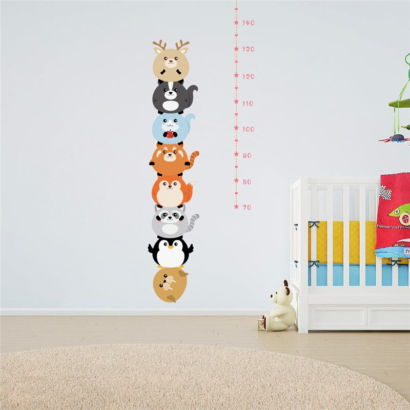 Forest Animals Height Measure Wall Sticker For Kids Rooms Growth Chart Wall Decal Nursery Home Decor living room