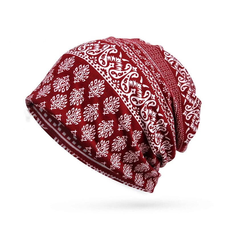 Women Beanies Cap Scarf Printed Sunshade Breathable Elastic Cotton Hat Neck Warmer Headwear Recommend