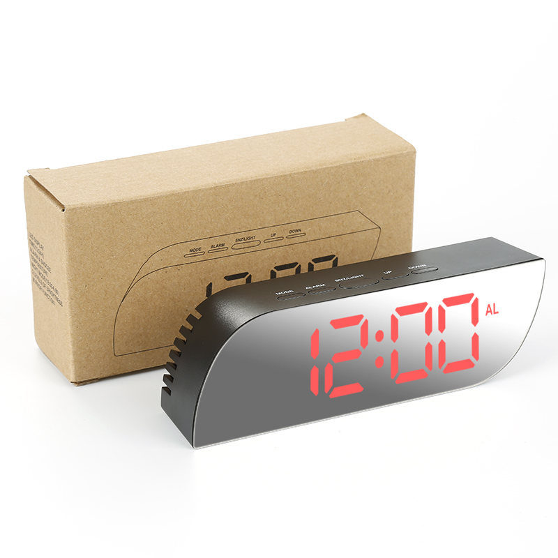 Rectangle Multi-function Desk Clocks Digital Mirror LED Alarm Clock Night Lights Thermometer Electronic Table Clock