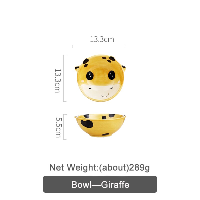 Children's Plate Set Of Rabbite Giraffe Baby Plate Dishes Ceramic Dineerware Set For Kids Bowl Plate Children's Cutlery: Giraffe Bowl