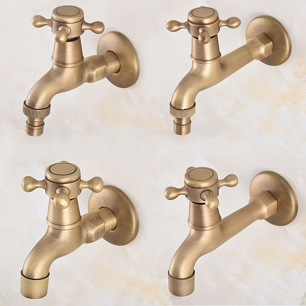 Wall Mount Garden Washing Machine Water Tap Antique Brass Faucet Mop Pool Faucet Bibcocks Cold Water Tap Zh007