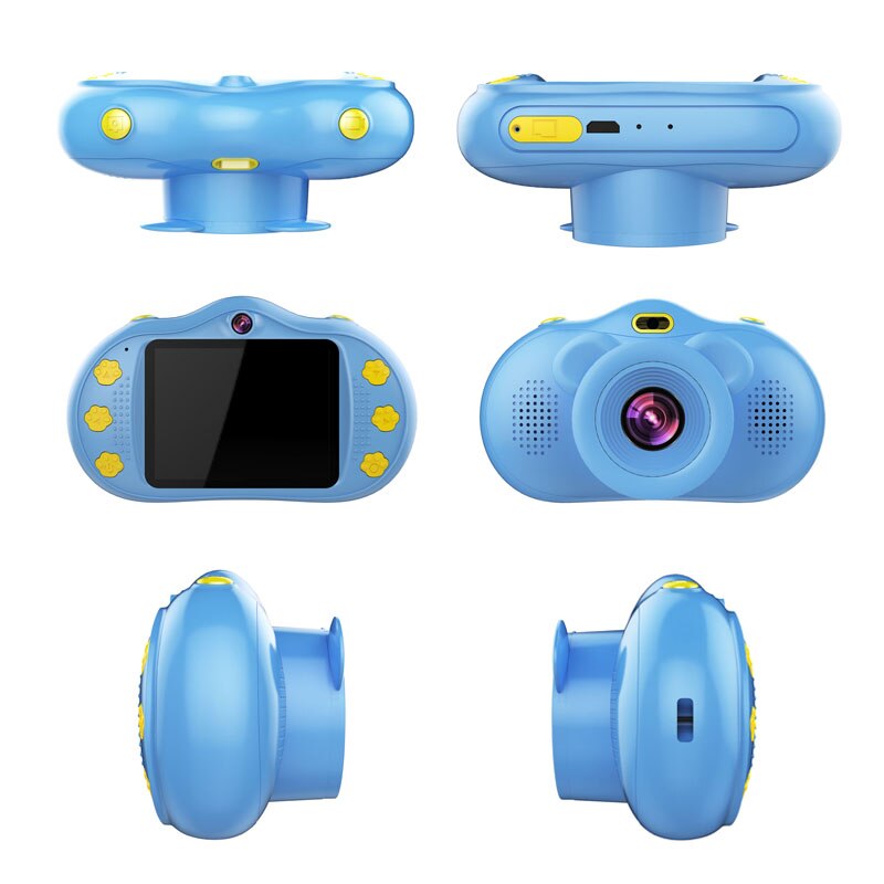 Mini-kindercamera met 2.4 inch scherm, 18mp dubbele lenzen, cartoon digitale camera voor kinderen, beste ondersteuning voor sd-kaart video-opname