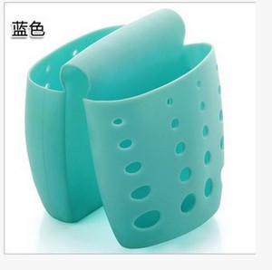Keukengereedschap Gootsteen Zadel Stijl Dubbele Siliconen Sponshouder Gootsteen Rek Opslag Organizer Zeep Keuken Gadgets: Blauw