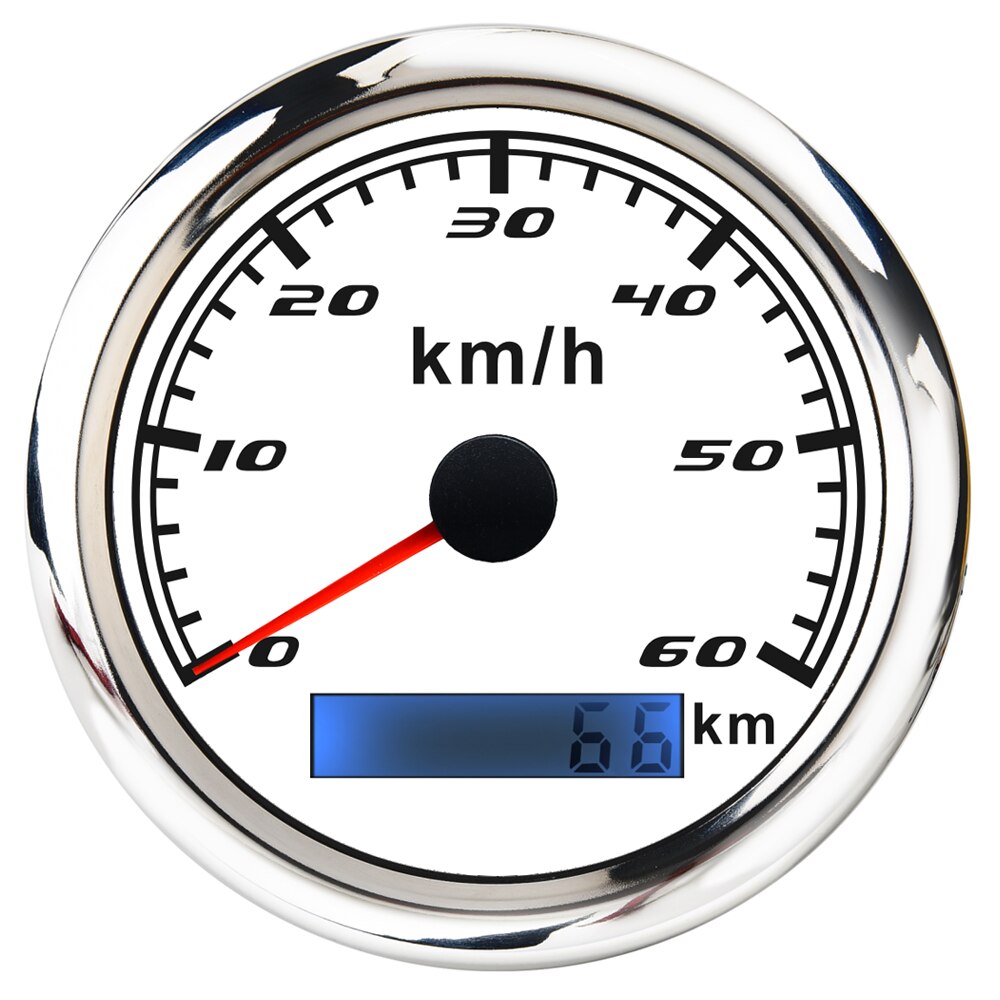 Hd 60 Km/h Gps Snelheidsmeter Kilometerteller 85Mm Gauge 120 200 Km/h Zonder Gps Antenne Voor Marine Boot Auto atv Truck Rode Backlight: white 60km