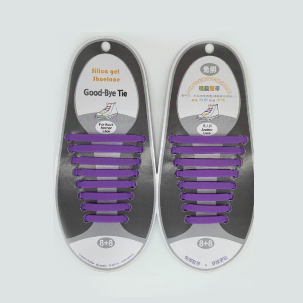 Silikone snørebånd elastisk uden bindesko snørebånd til børn og voksne snørebånd gummi zapatillas sneakers hurtige snørebånd tilbehør: Lilla