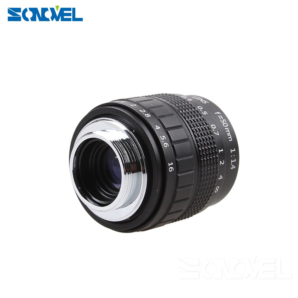 50mm F1.4 CCTV TV Movie lens + C Mount + Macro ring + metalen zonnekap voor Canon EOS M M2 M3 M5 M6 M10 Mirrorless Camera