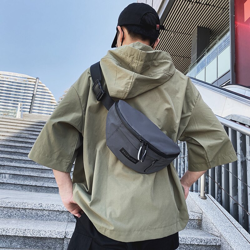 Nova marca de moda feminina saco de peito saco de desporto bolsa de ombro hip-hop personalidade cintura saco noite equitação reflexivo