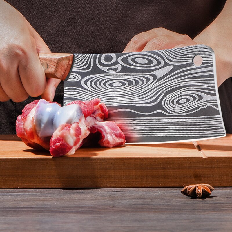 4CR13mov Stainless Steel Sell Meat Chopper Axe Chopping Big Bones Knife Manual Forging Kitchen Cooking Cut Meat Vegetable Tool