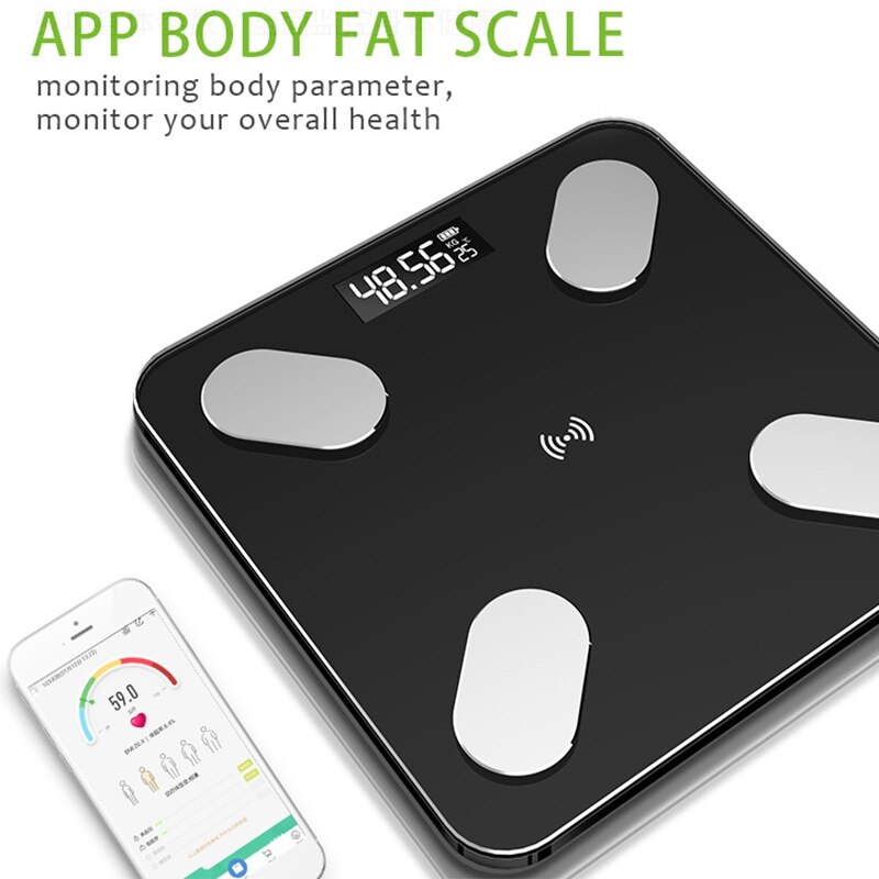 Bluetooth-vægte kropsvægt badeværelse vægt smart baggrundsbelyst skærm skala kropsvægt vand muskelmasse bmi rose guld