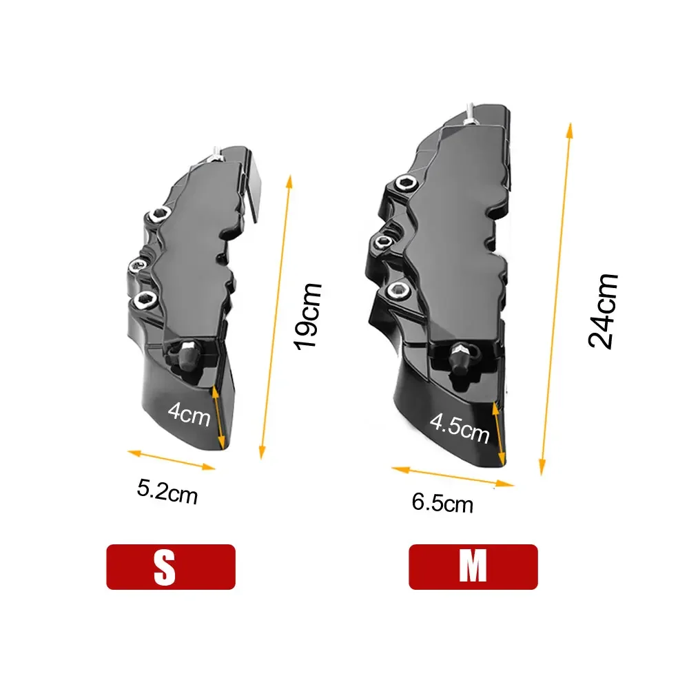 Cubiertas de pinza de freno de disco 3D para coche, cubiertas de plástico para pinza de freno de disco de carreras delantera y trasera M + S, accesorios de rueda de 18,3-23,6 ", 4 Uds.