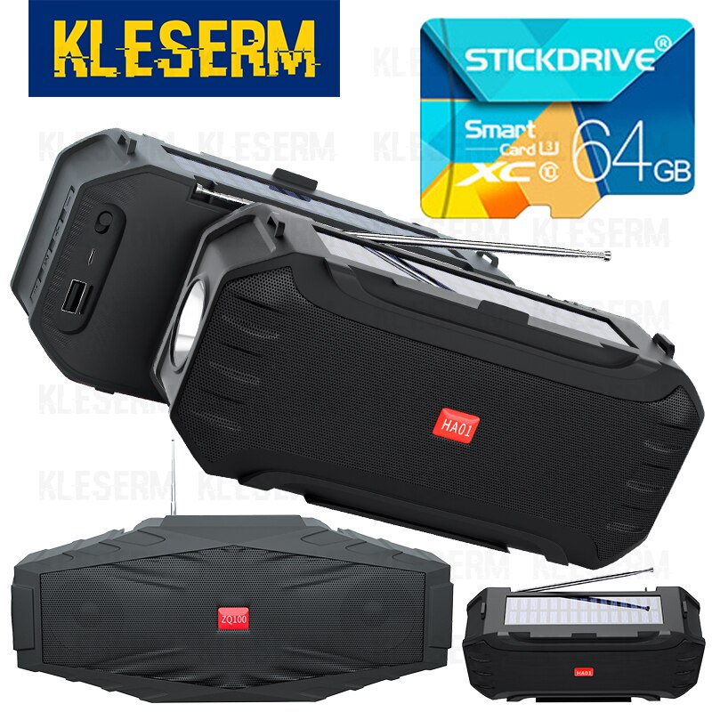 Solar Power Draadloze Speakers Met Flitslicht Fm Radio Tf Card Ondersteuning Zonne-energie Opladen Outdoor Camping Bluetooth Speaker Boombox