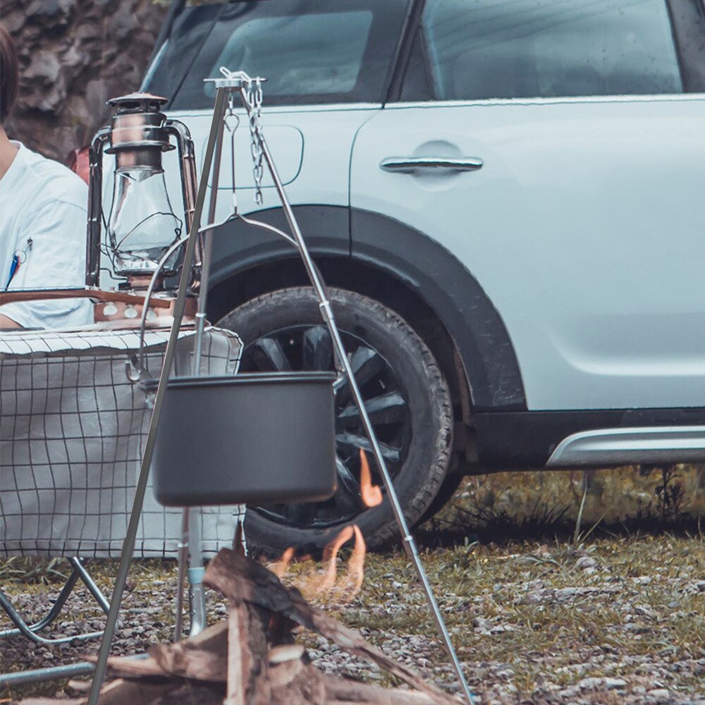 1 sæt /3 stk bærbar grill lejrbål stativ praktisk campingforsyning (sort)