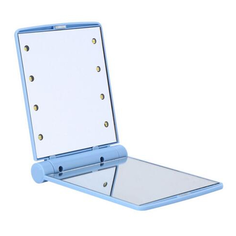 Lamper dame foldbare makeup spejle 1 stk 8 led lys dame kosmetik håndfoldbart bærbart kompakt lommespejl