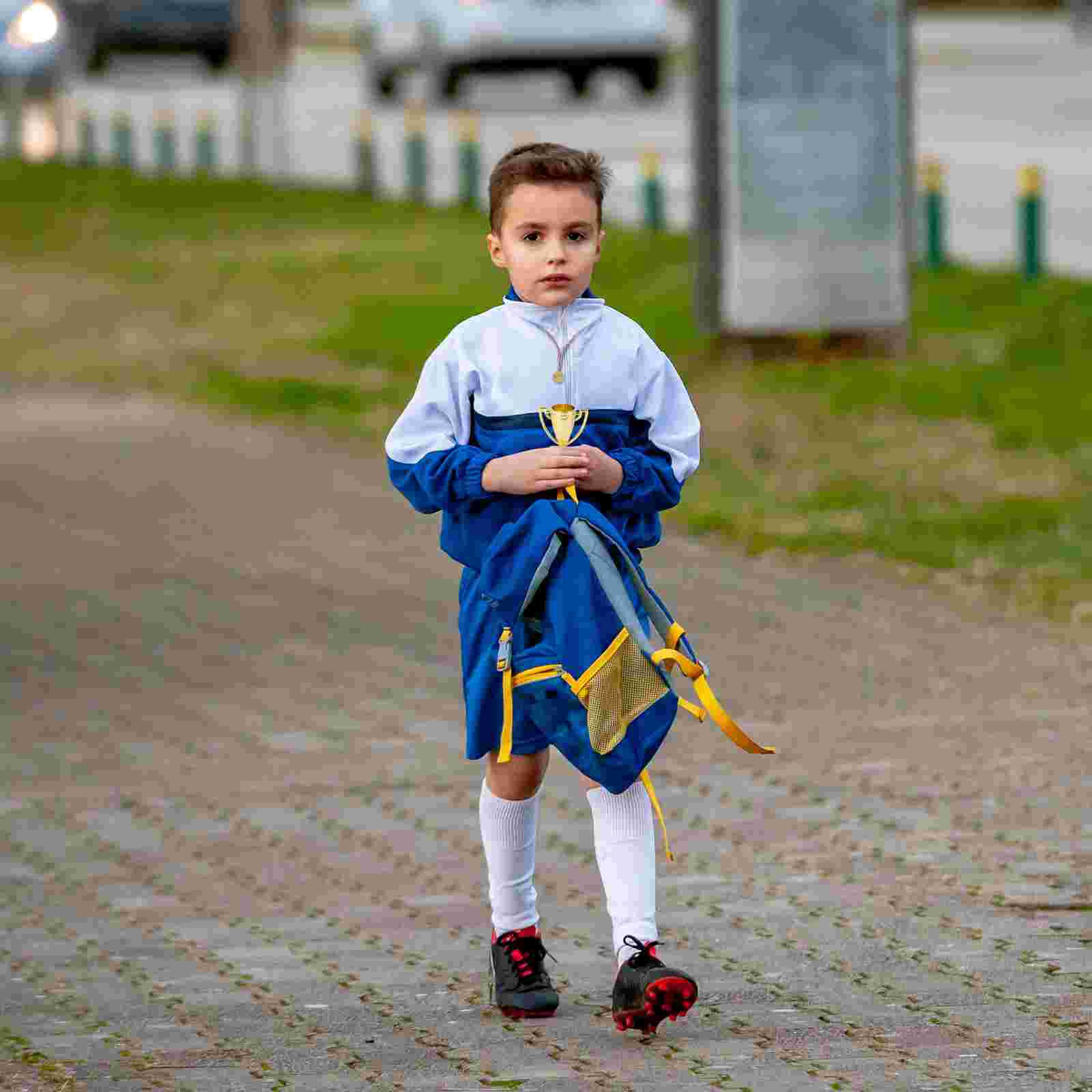 12pcs Mini Gold Cups Trophy and Award Medals Prizes Small Medals Awards Trophy Toys for Students Sport(6pcs Trophie