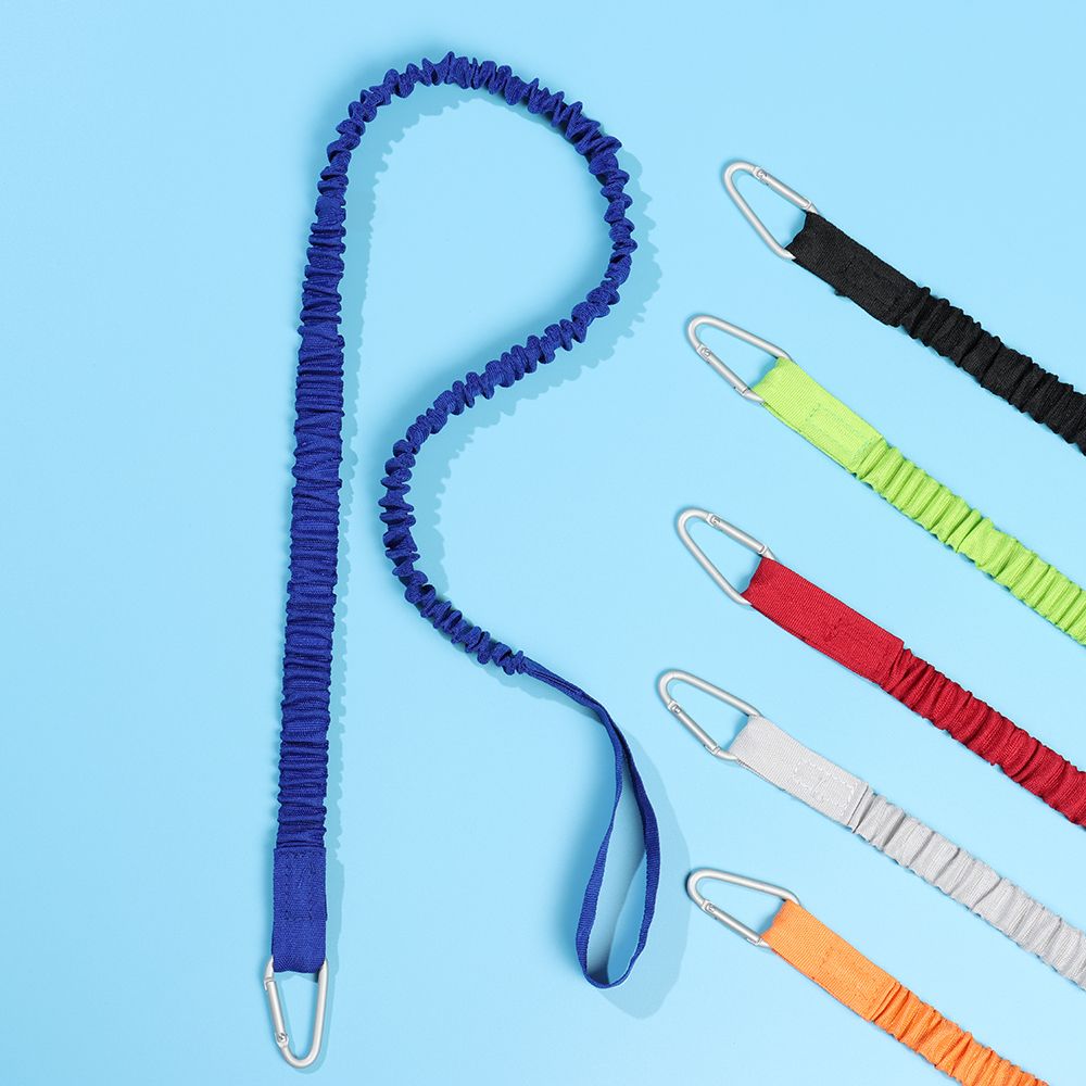 Laisse de canne à pêche élastique réglable, pour Kayak et canoë, corde de sécurité, mousqueton, accessoires pour bateaux à rames