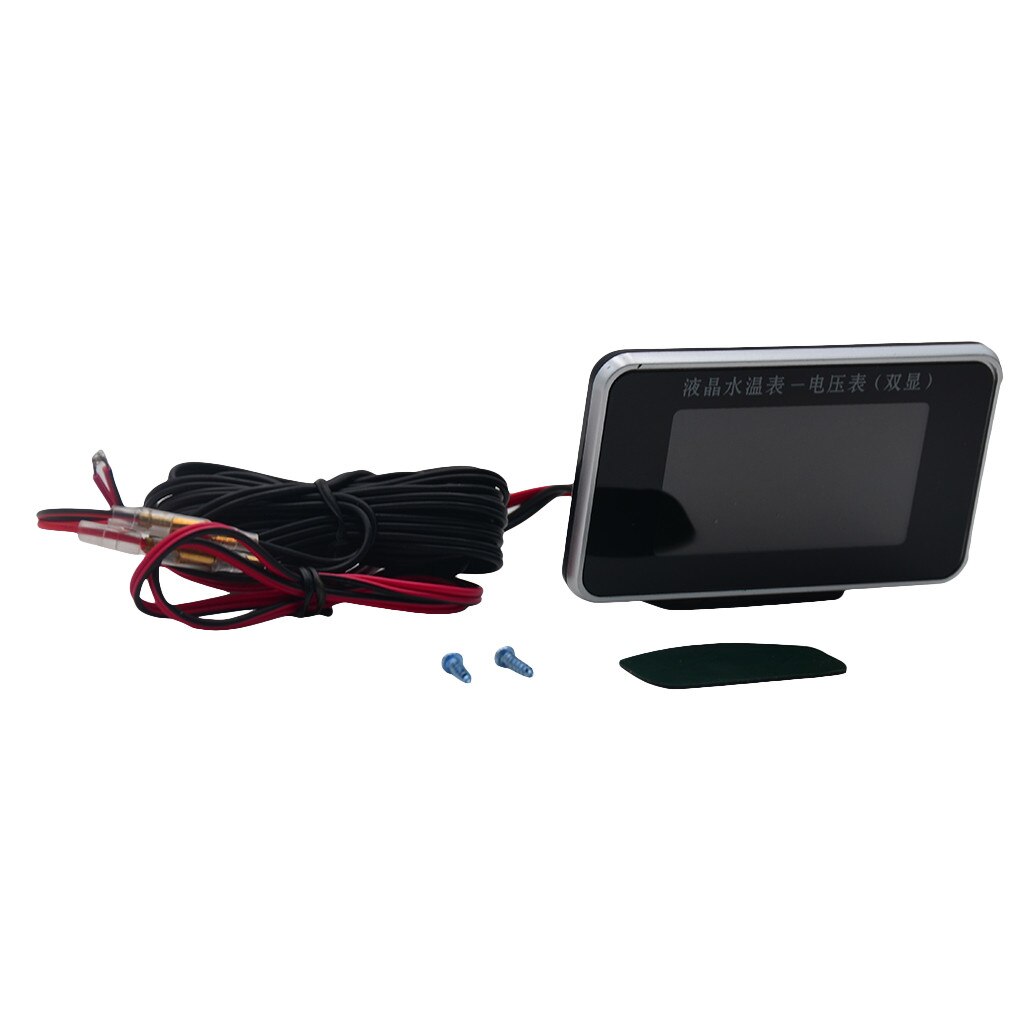 LCD Digital Display Voltmeter 12 V/24 V Auto LCD Water Temperatuur Meter Thermometer Voltmeter Gauge 2in1 Sensor shockproof # P15