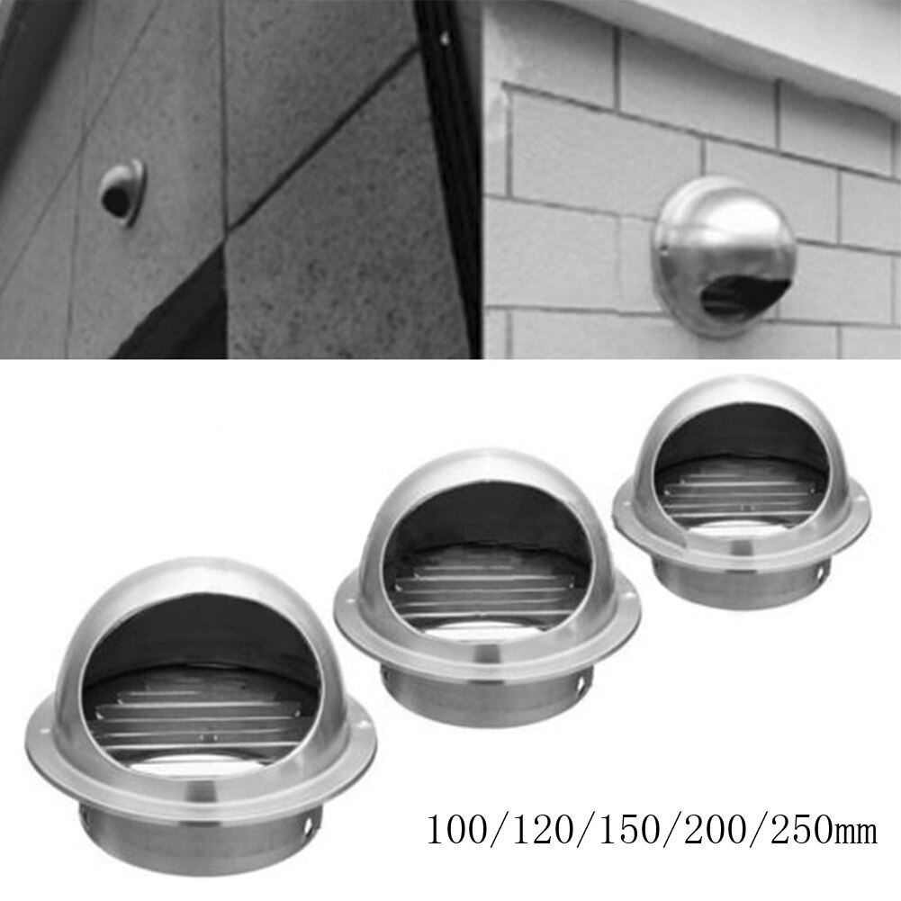 100/120/150/200/250 mm emhætte i rustfrit stål, emhætte udvendigt væg ventilationshætte ventilationshætte luftventilationsventilator