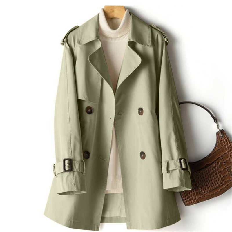 Women Trench Coat Autumn Korean Double-breasted All-Match Casual Loose Female Windbreaker Outerwear Overcoat Ladies: XXL / Dark Grey