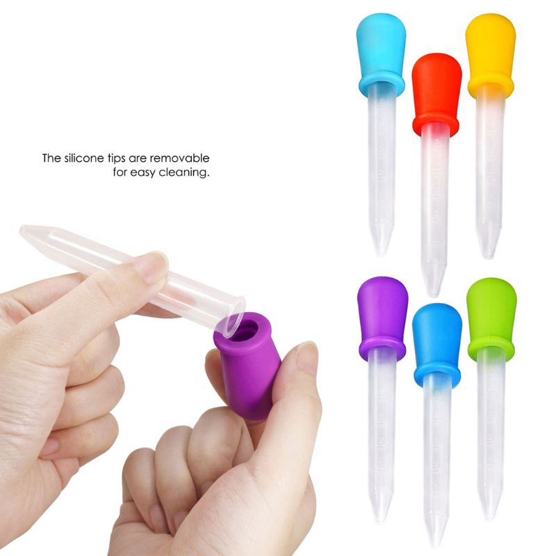 6 sztuk kroplomierzem cieczy, pipety silikonowe i plastikowe przenosić kroplomierzem z końcówką żarówki dla cukierek olej kuchnia dzieci Gummy zrobienie-
