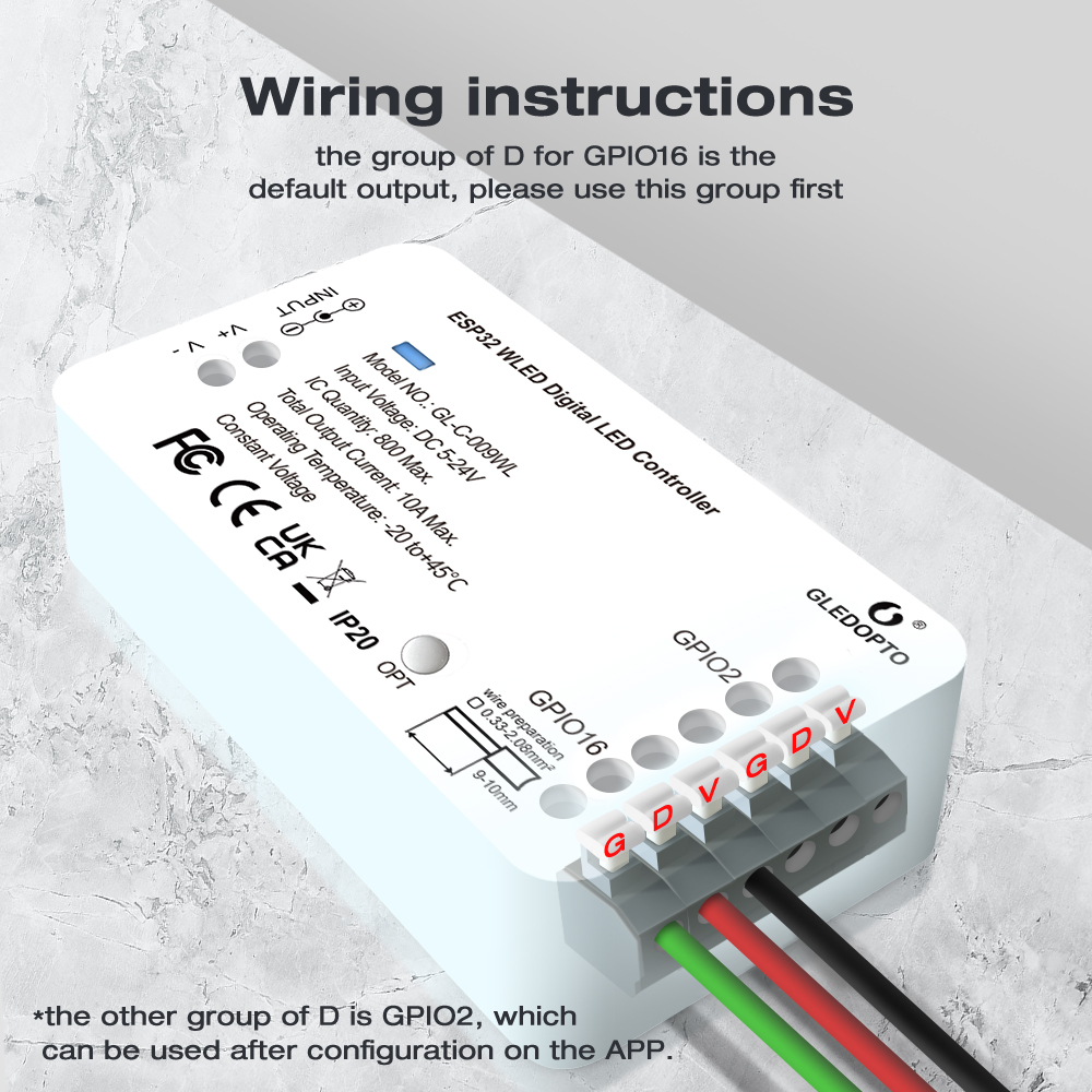 GLEDOPTO ESP32 WLED kontroler doprowadziło DC5-24V DIY dynamiczny tryb oświetlenia WS2811 WS2812b SK6812 TM1814 WS2813 WS2815 taśmój doprowadziło