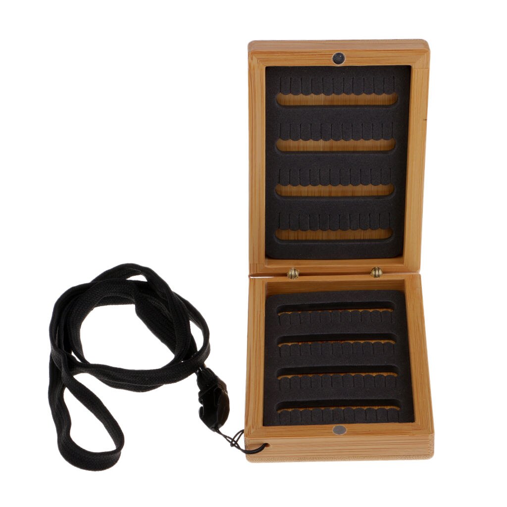 Wooden Bamboo Fly Fishing Box Slit Foam Insert Packet Flies Box --- Fly Fishing Tackle Box