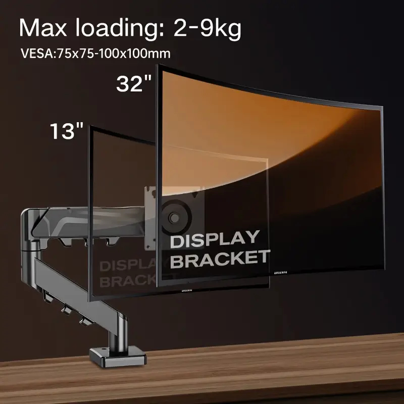 Single Monitor Arm For 13-32" Screen Adjustable Single Monitor Bracket Full Motion Swivel Desktop Monitor Stand for Home Office