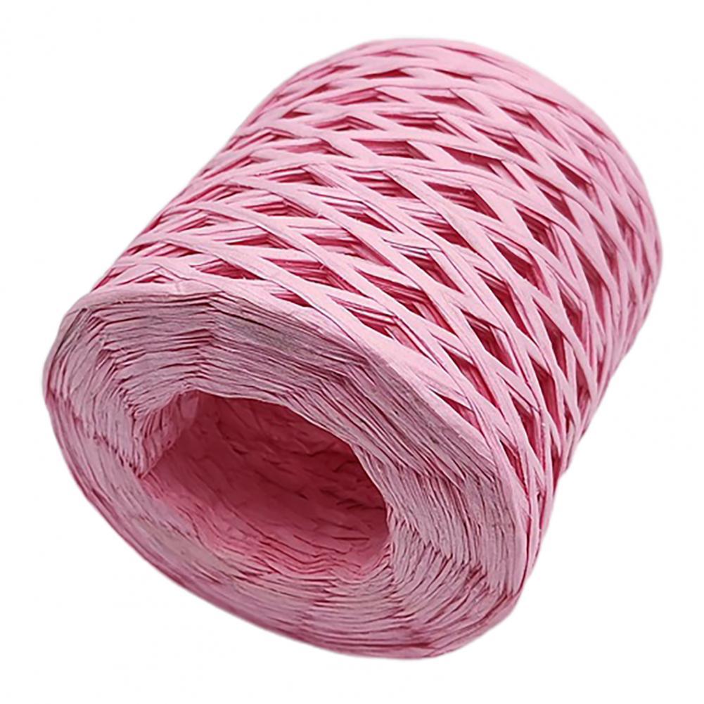 1 rollo de hilo de rafia de larga duración, hilo de rafia tejido a mano, ideal para envolver, DIY, 12 colores: Pink Red