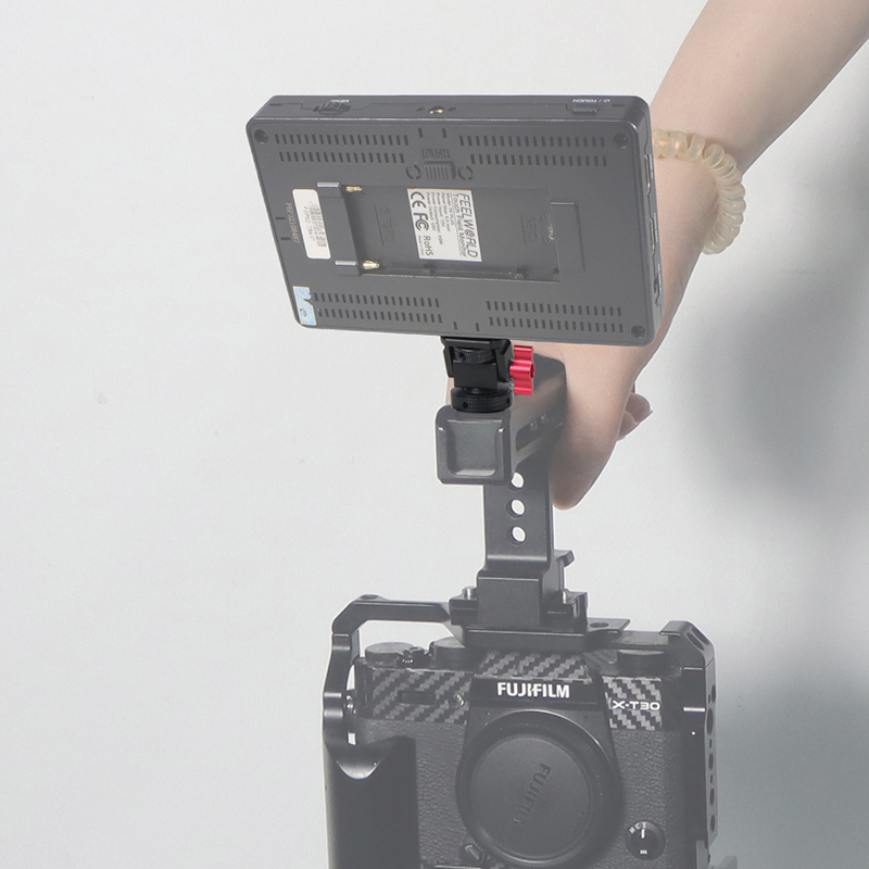 Mini-Monitorhalterung, Stativkopf mit Kaltschuh-Montageadapter, drehbar und neigbar, verstellbar für Blitzmikrofon, Fülllicht