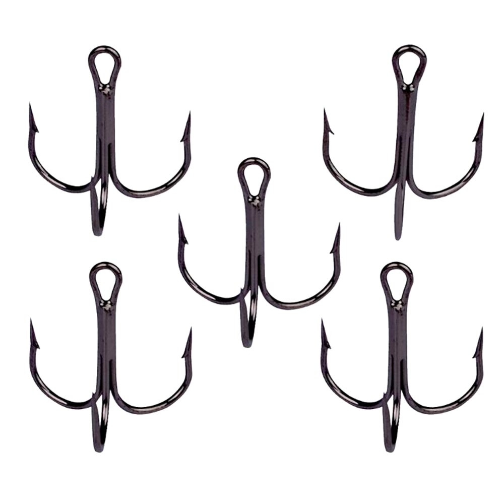 10 Uds. De anzuelos de pesca de Material de carbono de acero alto, anzuelo de pesca negro triple, redondos y doblados, para agua salada 3/0 #-10 #, herramientas de aparejos