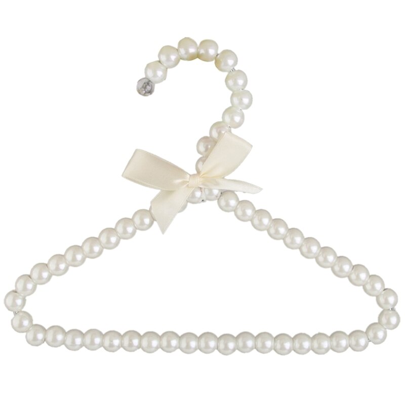 Perchas de ropa con lazo de perlas de imitación, gancho para niños, lazo blanco: Default Title