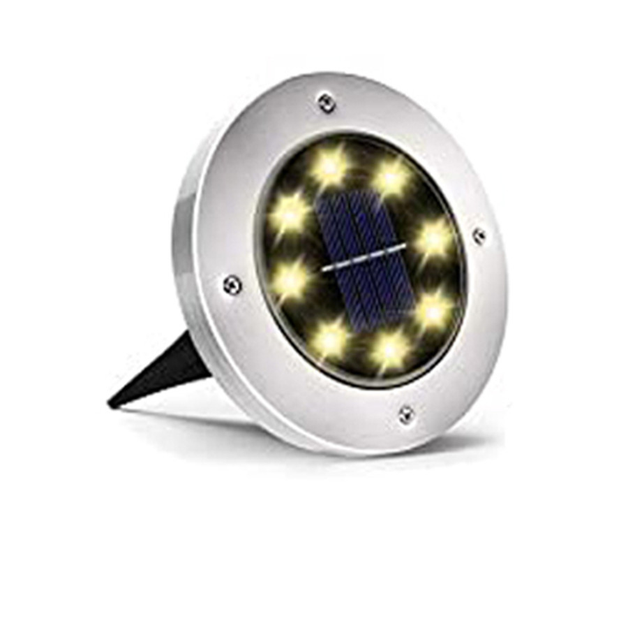 8 LED Solar Disk Lights Solar Ground Lights Outdoor Waterproof Solar Step Stair Light For Garden Patio Pathway Lawn Driveway: 8LEDS Warm White / 10PCS