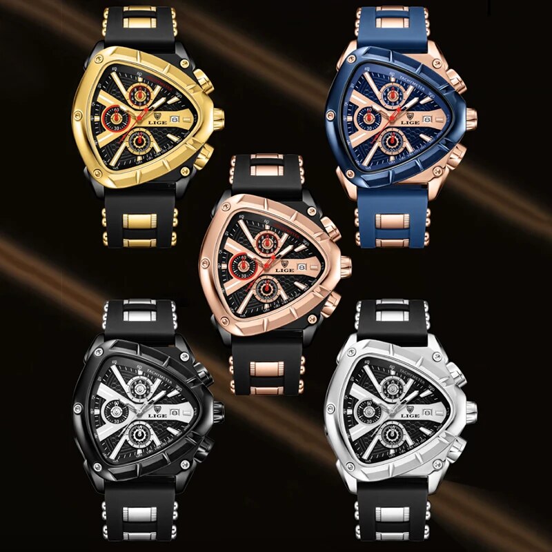 Reloj LIGE Original de lujo para hombre, relojes de pulsera deportivos impermeables de cuarzo para hombre, relojes de pulsera de negocios con esfera grande, reloj Masculino + caja