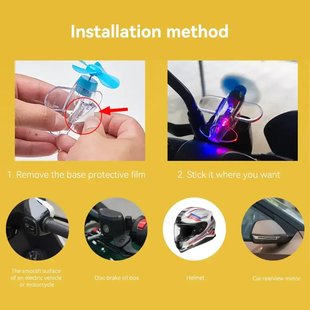 Rotatable Airplane LED Light Motorcycle Wind Powered LED Decoration Light Car Interior Ornaments Bikes Bicycle Decor Light