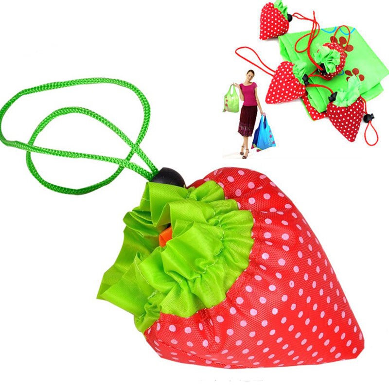 Eco Storage Handbag Strawberry Grapes Pineapple Foldable Shopping Bags Reusable Folding Grocery Nylon Large Bag Random Color