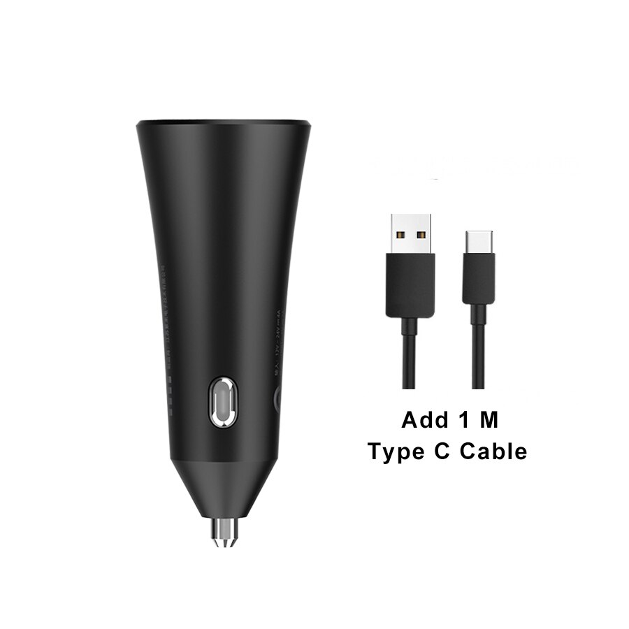 Originele Xiaomi Autolader 18W Snel Opladen Dubbele USB Sigarettenaansteker Adapter voor iPhone Samsung LG HTC Huawei: Add Type C Cable