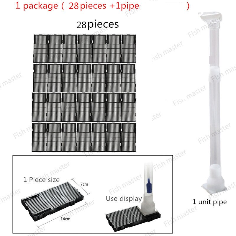 aquarium fish tank under gravel filter bottom sand filter 12/16/20/24/28/32 pcs plates+ extensible pipe: 28 pieces and 1 pipe