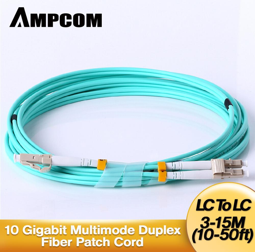 Faser Patch Kabel, AMPCOM 10G Gigabit Fiber Optik Kabel mit LC zu LC Multimode OM3 Duplex 50/125 LSZH