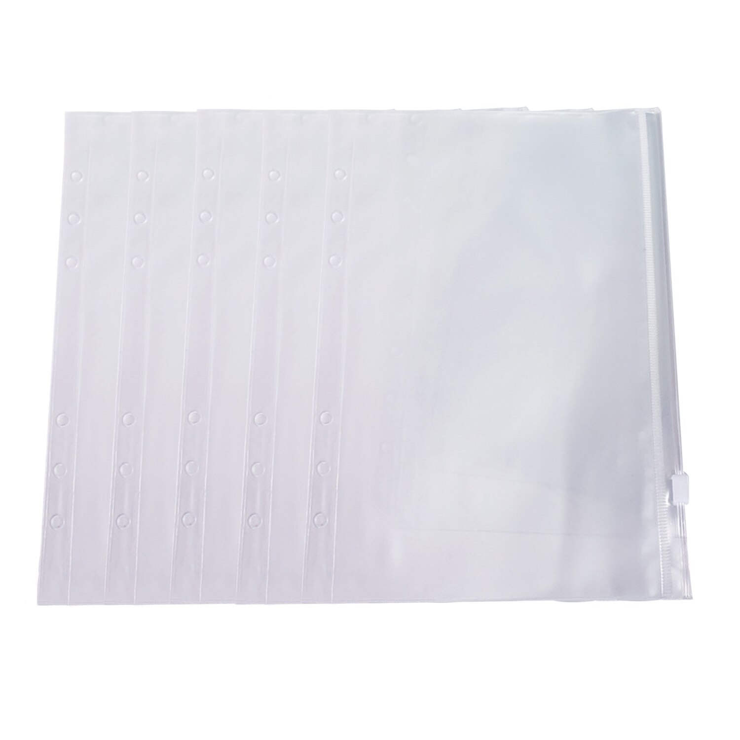 5pcs A5/A6 Clear PVC Zipper Binder Pockets 6 Hole Documents File Folder Filing Holder Pouch Bag Protectors