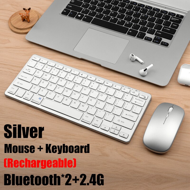 Wireless Keyboard Bluetooth 5.0&2.4G Mini Multimedia teclado bluetooth For Laptop PC TV iPad Macbook Android iPad keyboard: Natural