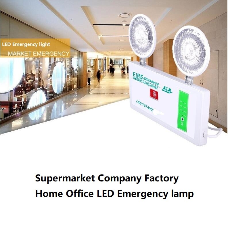 LED Double Heads Fire Emergency Light Over 90 Minutes Emergency Lighting For Supermarket Office Factory