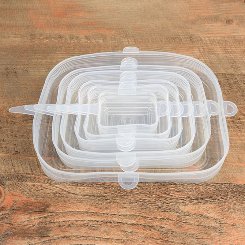 6 stk silikone stræk låg genanvendelig mad hætte silikone skål pot mgic låg mad holder mikrobølgeovn dække køkken tilbehør gadgets: Hvid