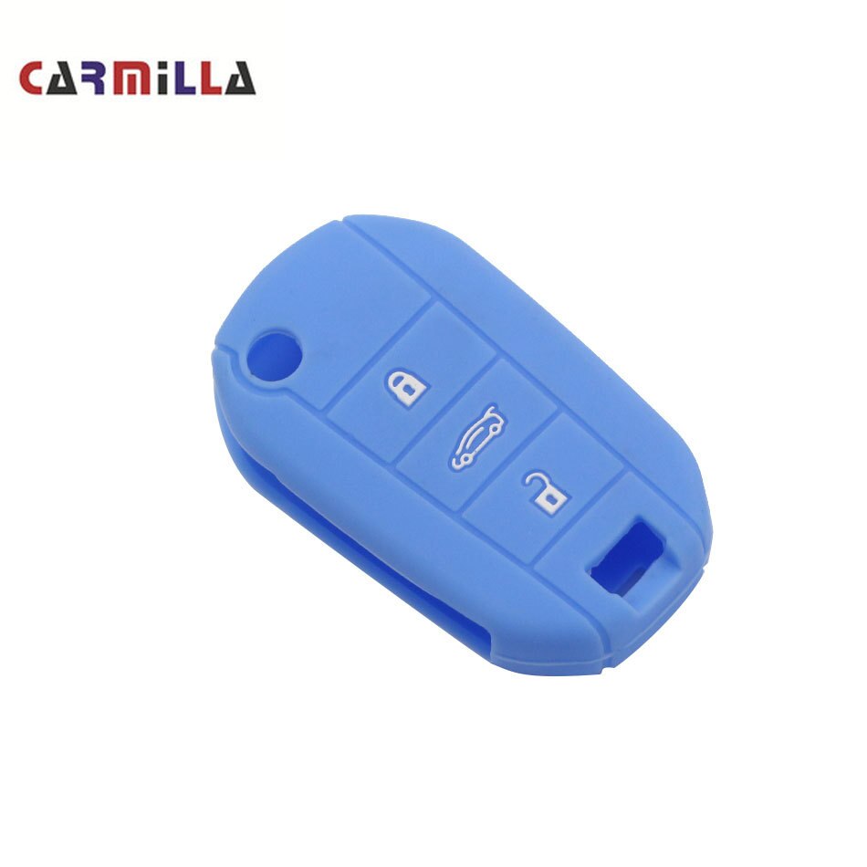 Carmilla 3- knops siliconen autosleutel beschermhoesje voor peugeot accessoires