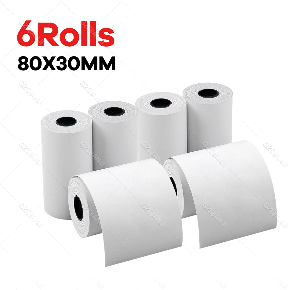 BPA free 80*30mm 40mm Thermal Receipt Paper for All Mini 3 inch Inkless Wireless Thermal POS Receipt Bill Printer Paper Roll: GRAY