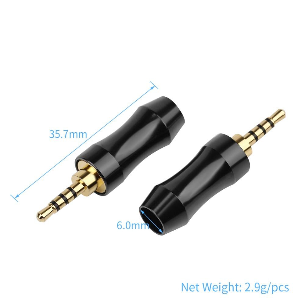 10 Stuks 2.5Mm Jack 4 Pole Stereo Oortelefoon Plug Audio Connector Hifi Headset Rhodium/Vergulde Koperen Draad connector