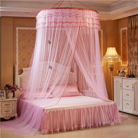 Hanging Round Dome Newborn Baby Mosquito Net Curtains Infant Summer Princess Lace Canopy Bed Neting for Babies Bed Product: Pink